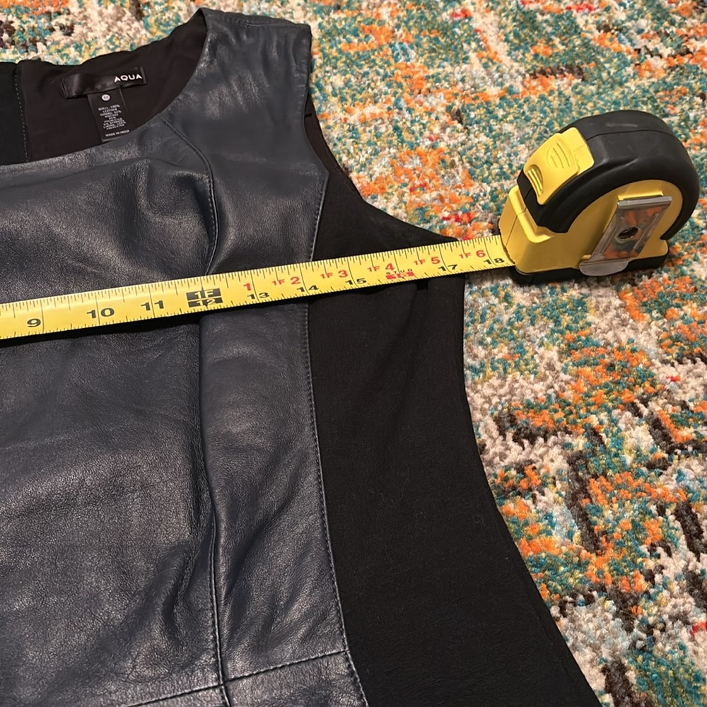 AQUA Dark Navy Leather Dress, Size Medium - Picture 7 of 7